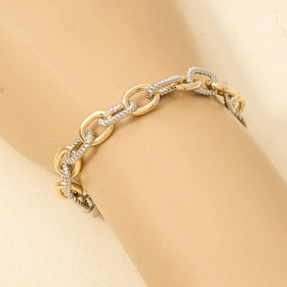 Alba Gold Plated Two Tone Chain Bracelet