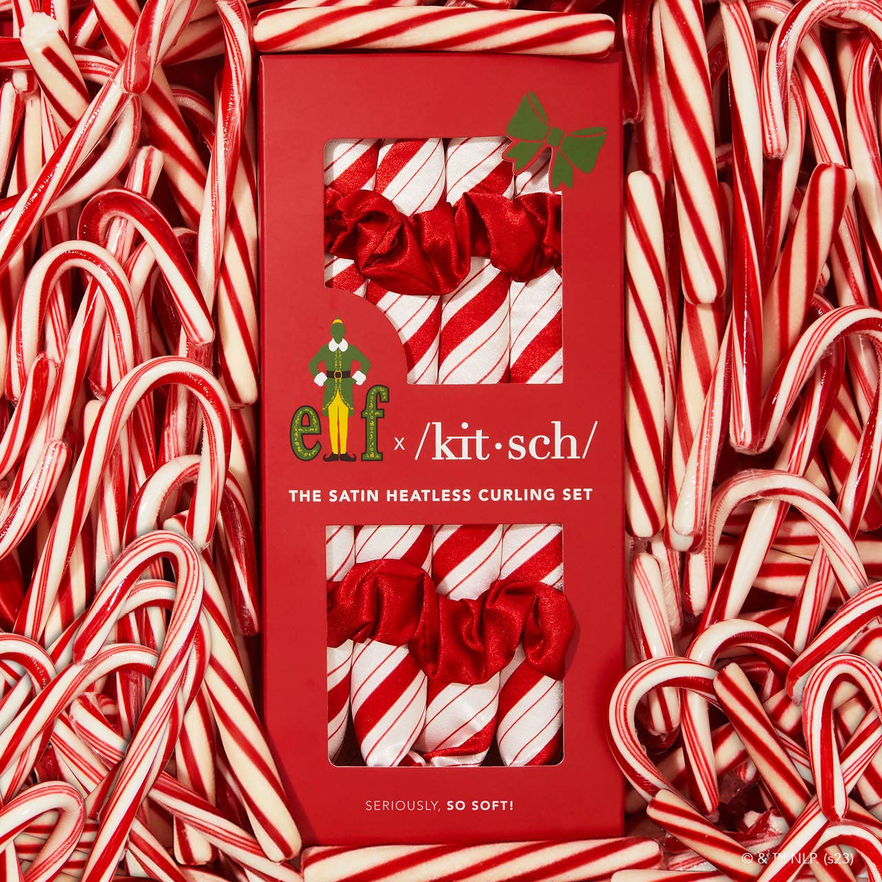 KITSCH Elf x kitsch Satin Heatless Set- Candy Cane