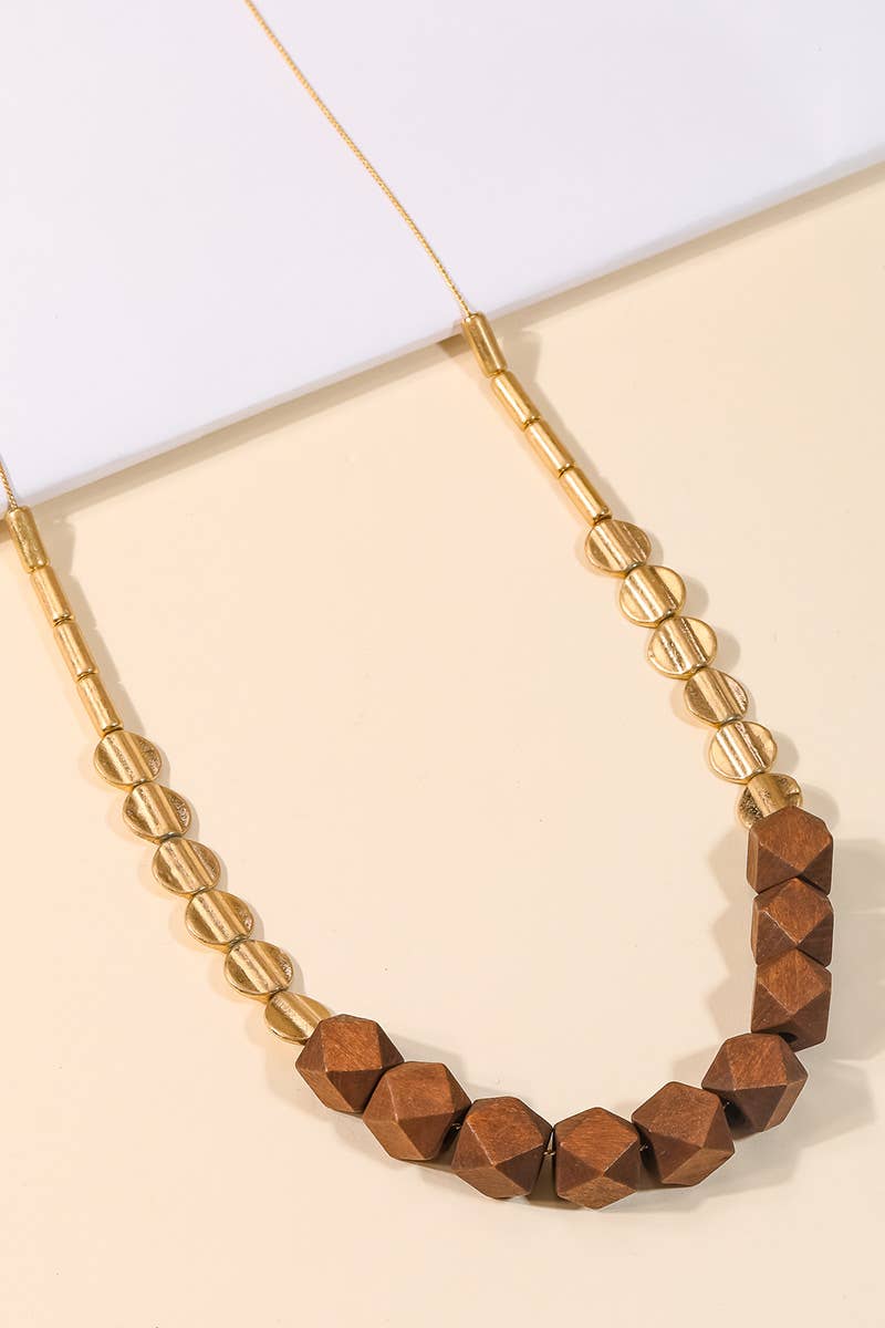 Arvi Block Bead Charm Long Necklace