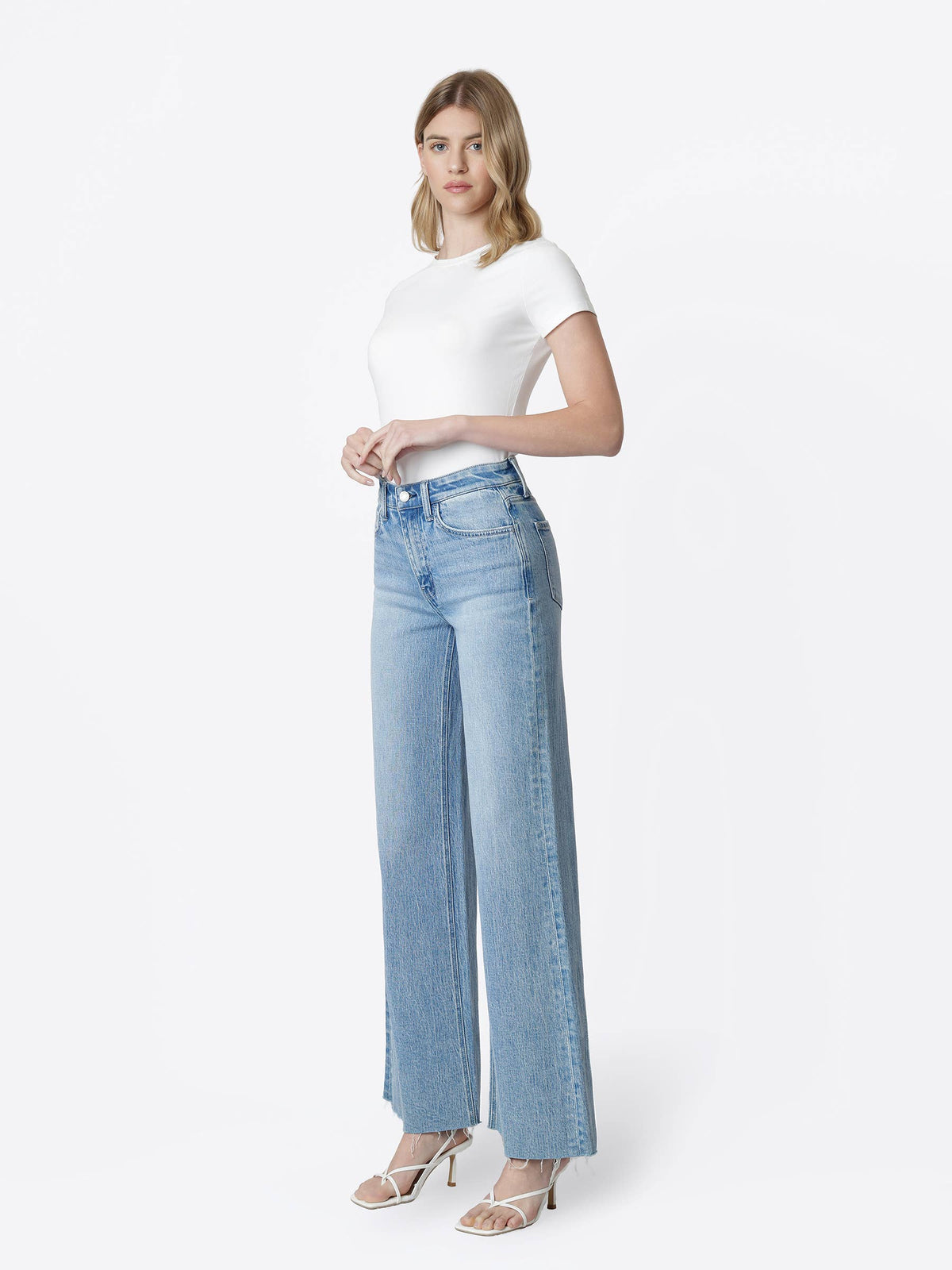 Vervet Dana High Rise Raw Hem Wide Jeans