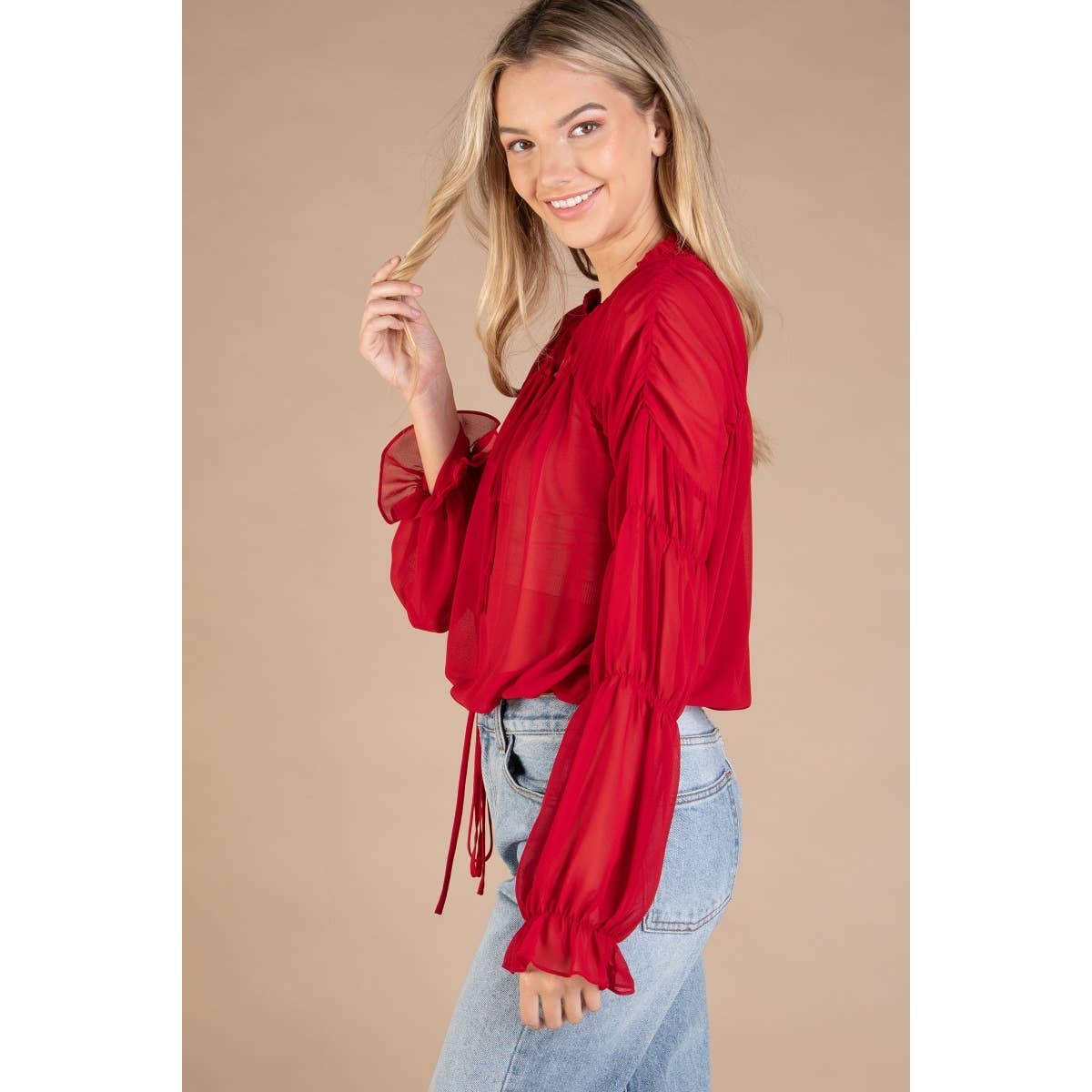 Bella Shirred Peasant Blouse FINAL SALE
