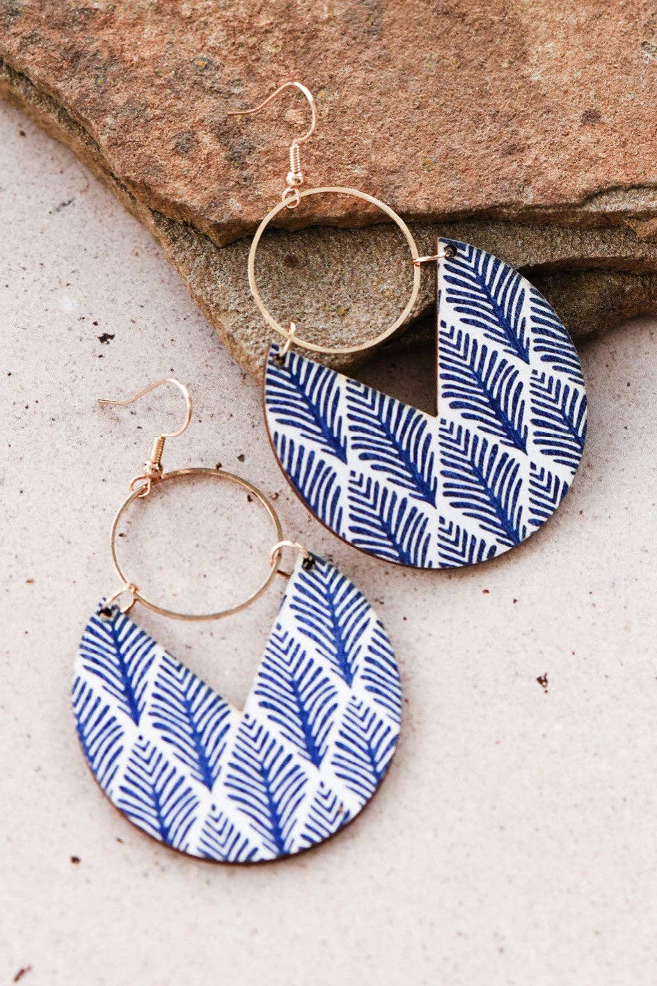 Allan Boho Painted Wood Drop Earrings