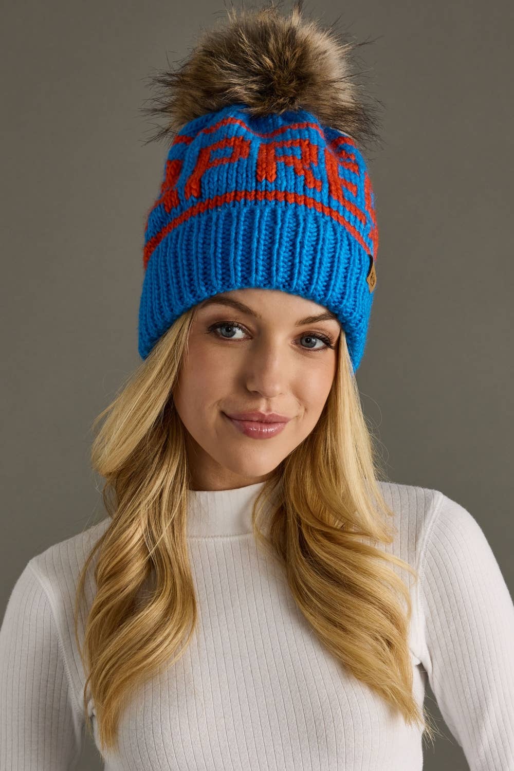 Lede Blue & Orange Apres Pom Hat