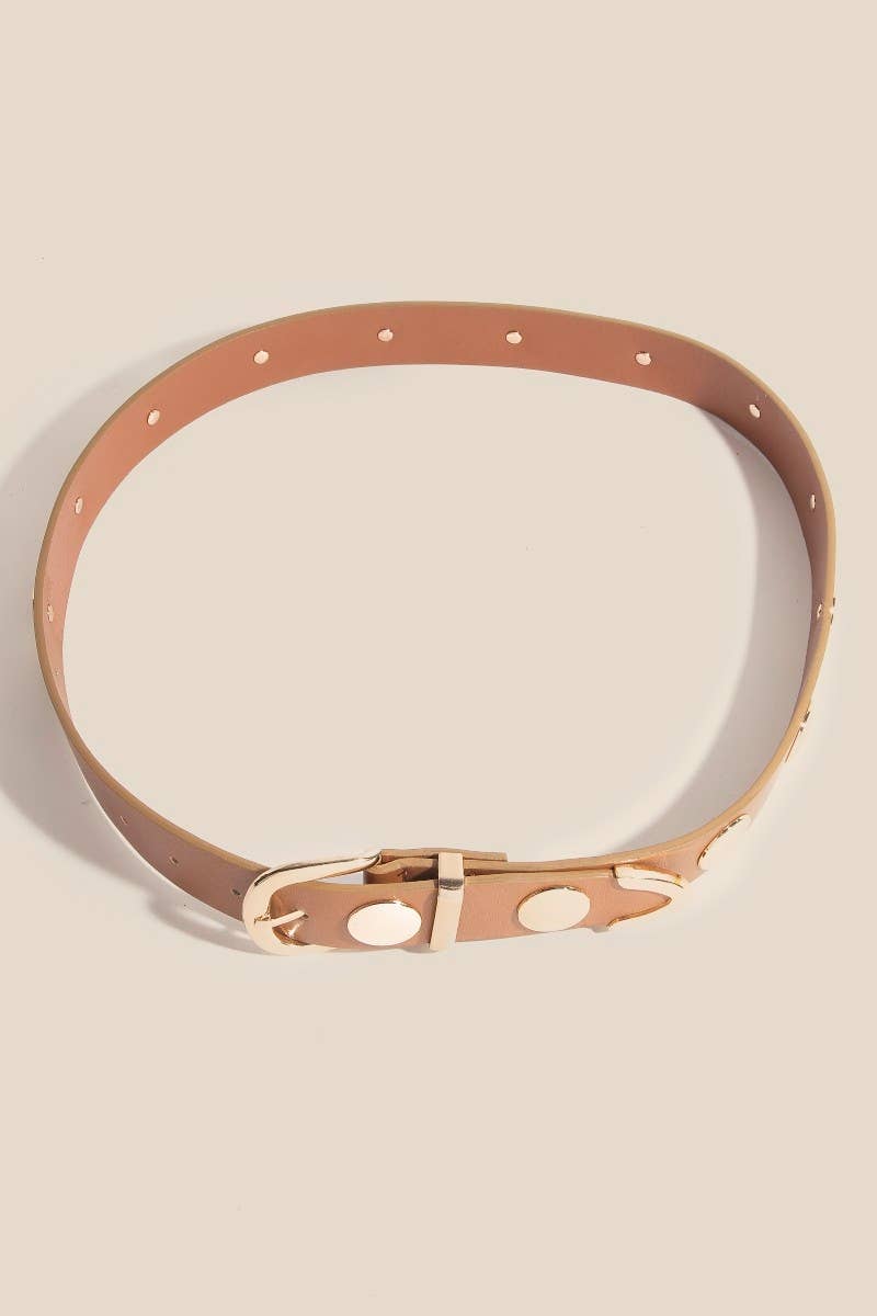 Vomm Metallic Disc Studded Vegan Leather Belt (2 Colors!)