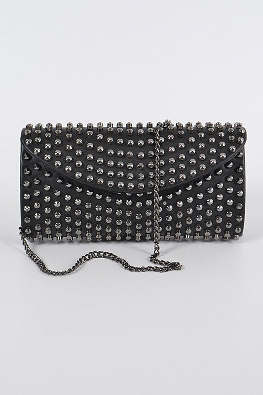 Dandy Studded Leather Clutch