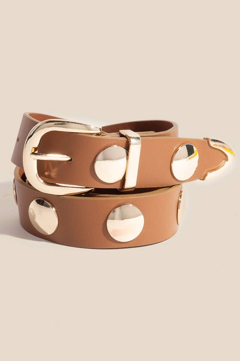 Vomm Metallic Disc Studded Vegan Leather Belt (2 Colors!)