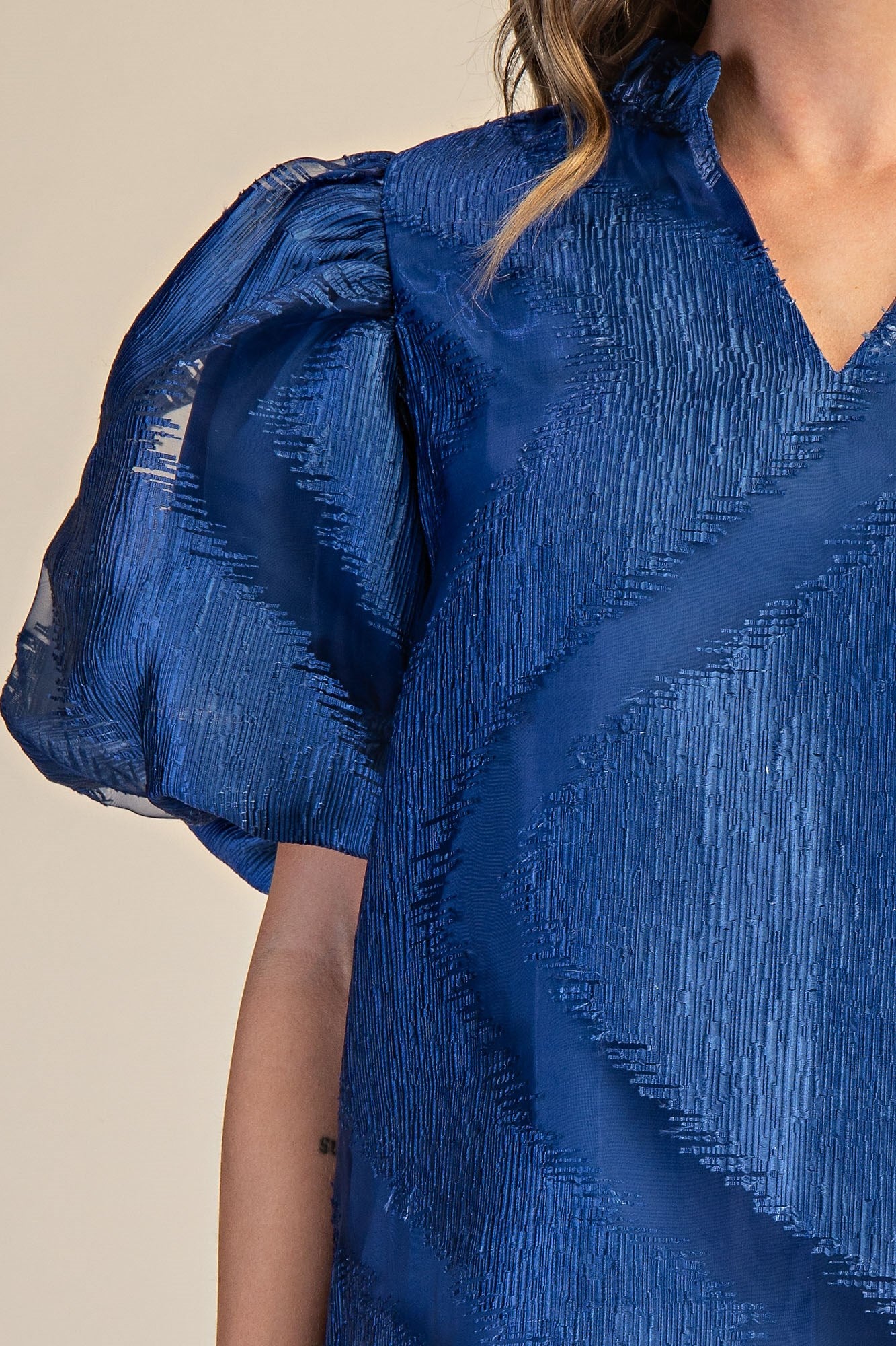 Levin Puff Sleeve Jacquard Top