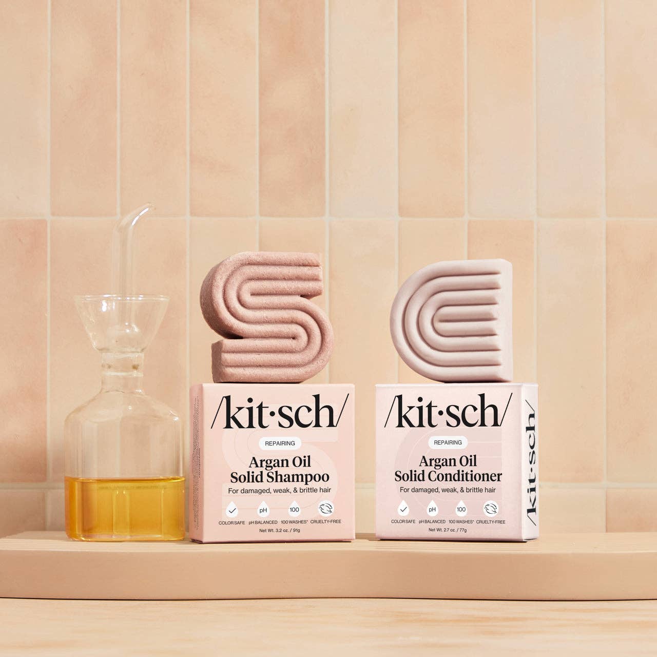 KITSCH Repairing Argan Oil Shampoo & Conditioner Bar Combo