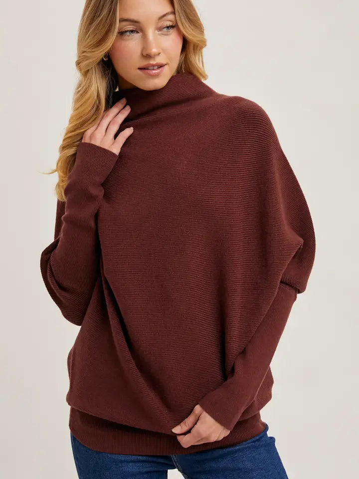 Kensington Funnel Neck Chocolate Sweater
