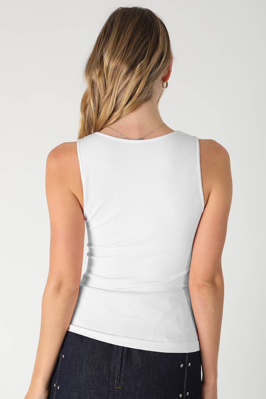 NIKIBIKI Ribbed Lace Trim Tank Top