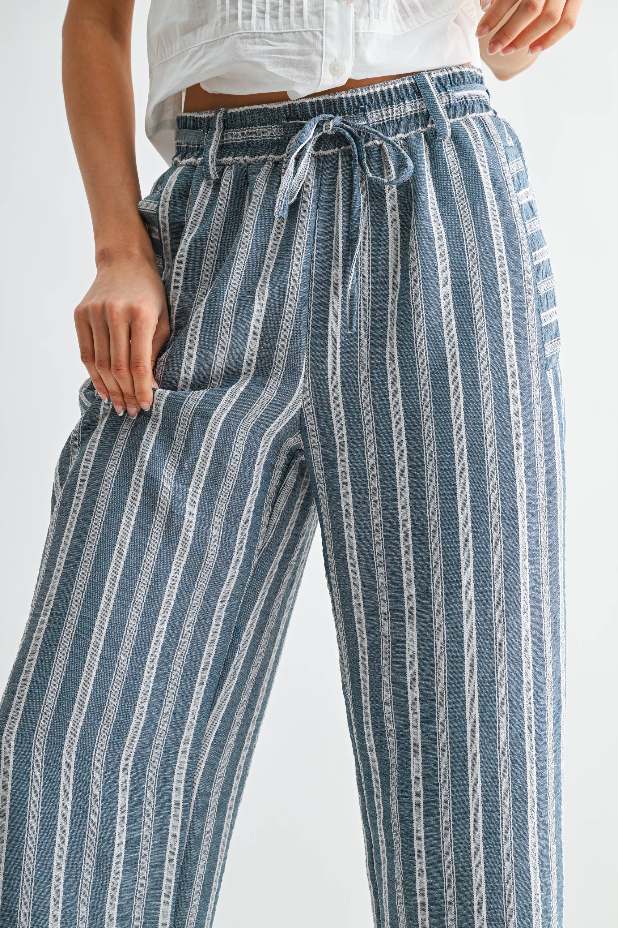 Hanna Striped Wide Leg Drawstring Pants PREORDER