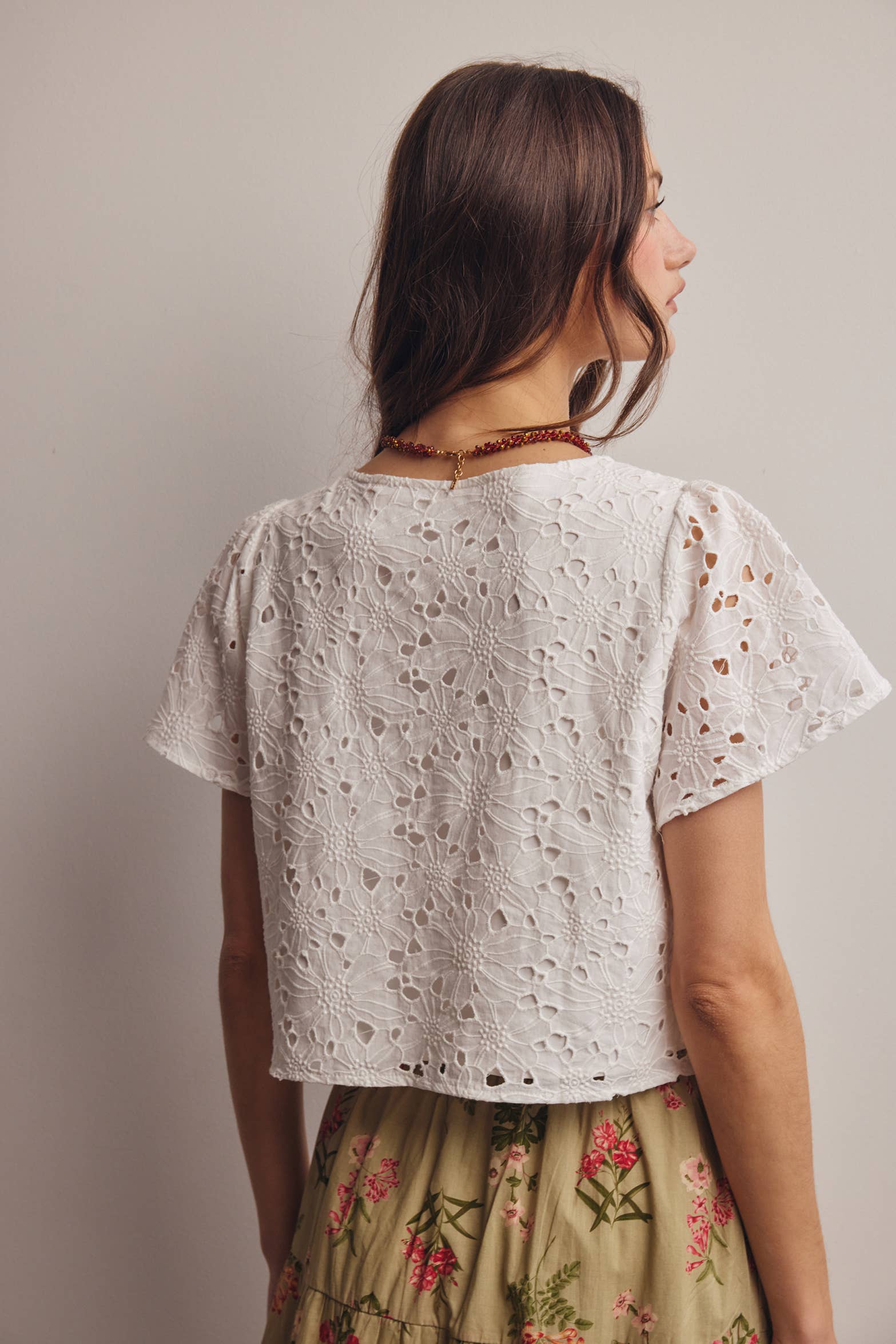 Aurelia Eyelet Tie-Front Lined Cotton Top PREORDER