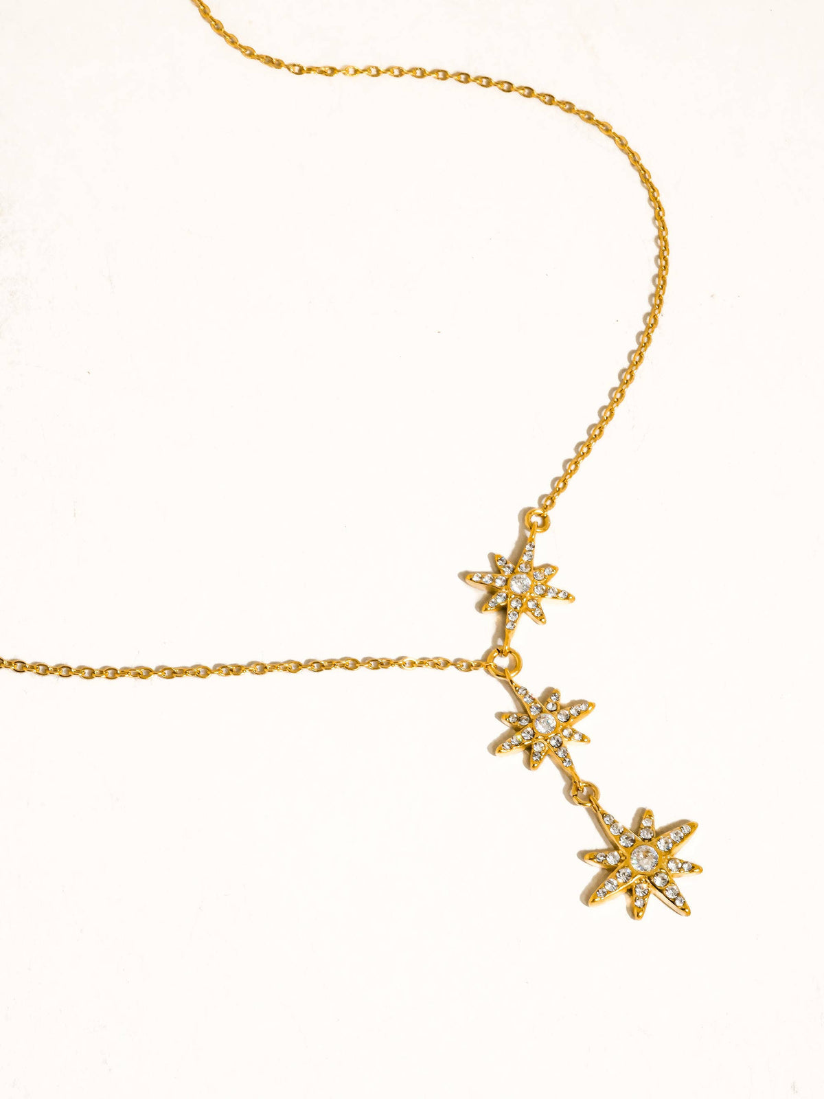Flânerie by MAIQ Clary 18K Gold Non-Tarnish CZ Starburst Drop Necklace