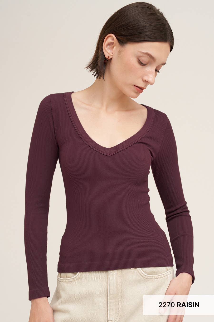 NIKIBIKI Rory Deep V Neck Long Sleeve Top (2 Colors!)