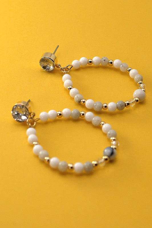 Benji Teardrop White Earrings