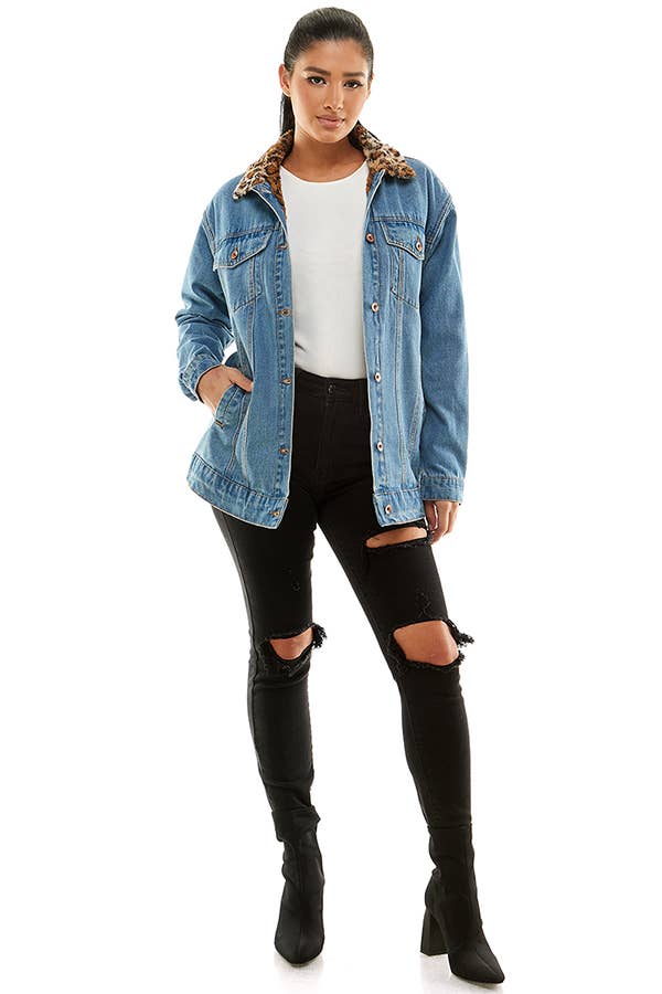 Munn Sherpa Lined Long Denim Jacket
