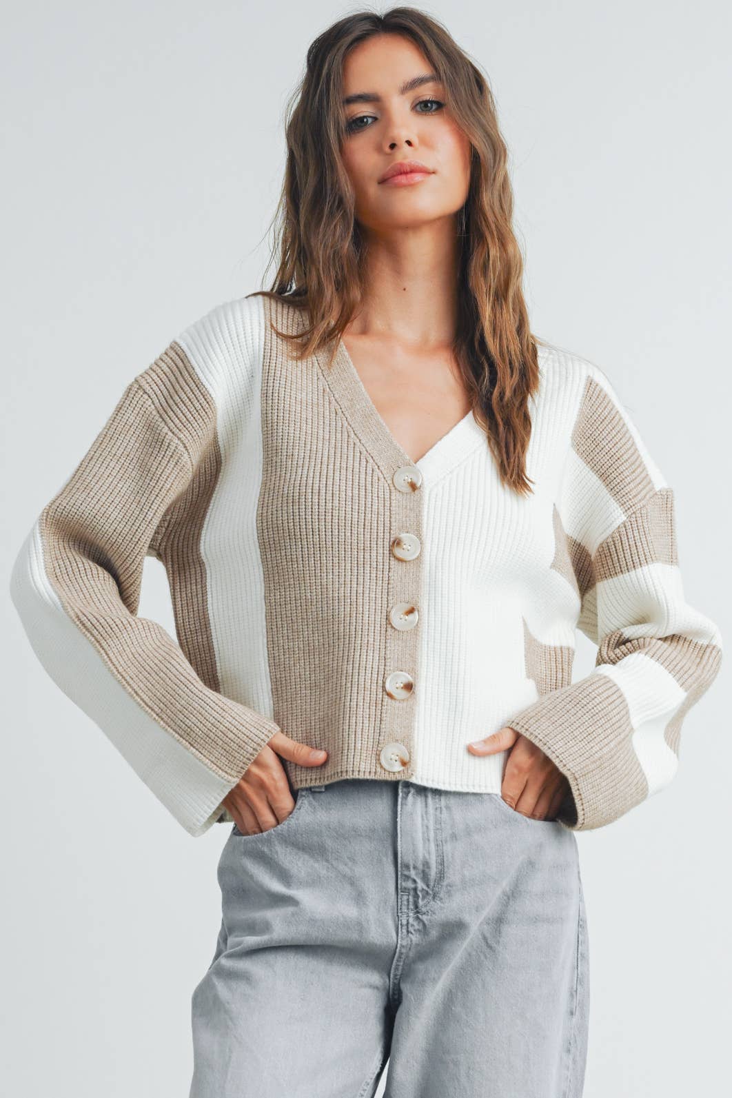 Baker Beige Colorblock Cardigan FINAL SALE