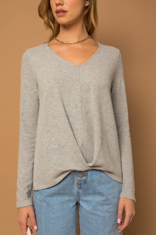 Fey Long Sleeve Overlap Top FINAL SALE