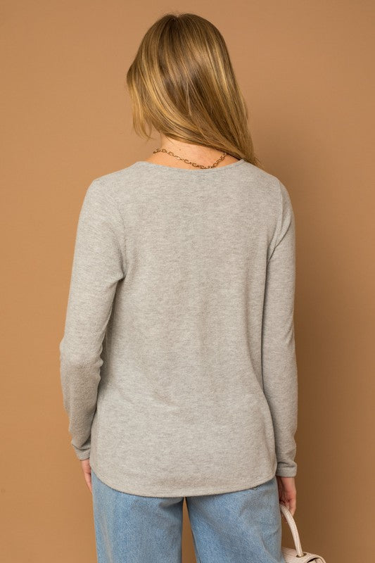 Fey Long Sleeve Overlap Top FINAL SALE