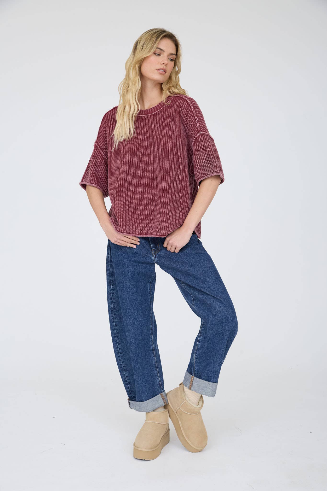 Ashburn Washed Knit Sweater Top