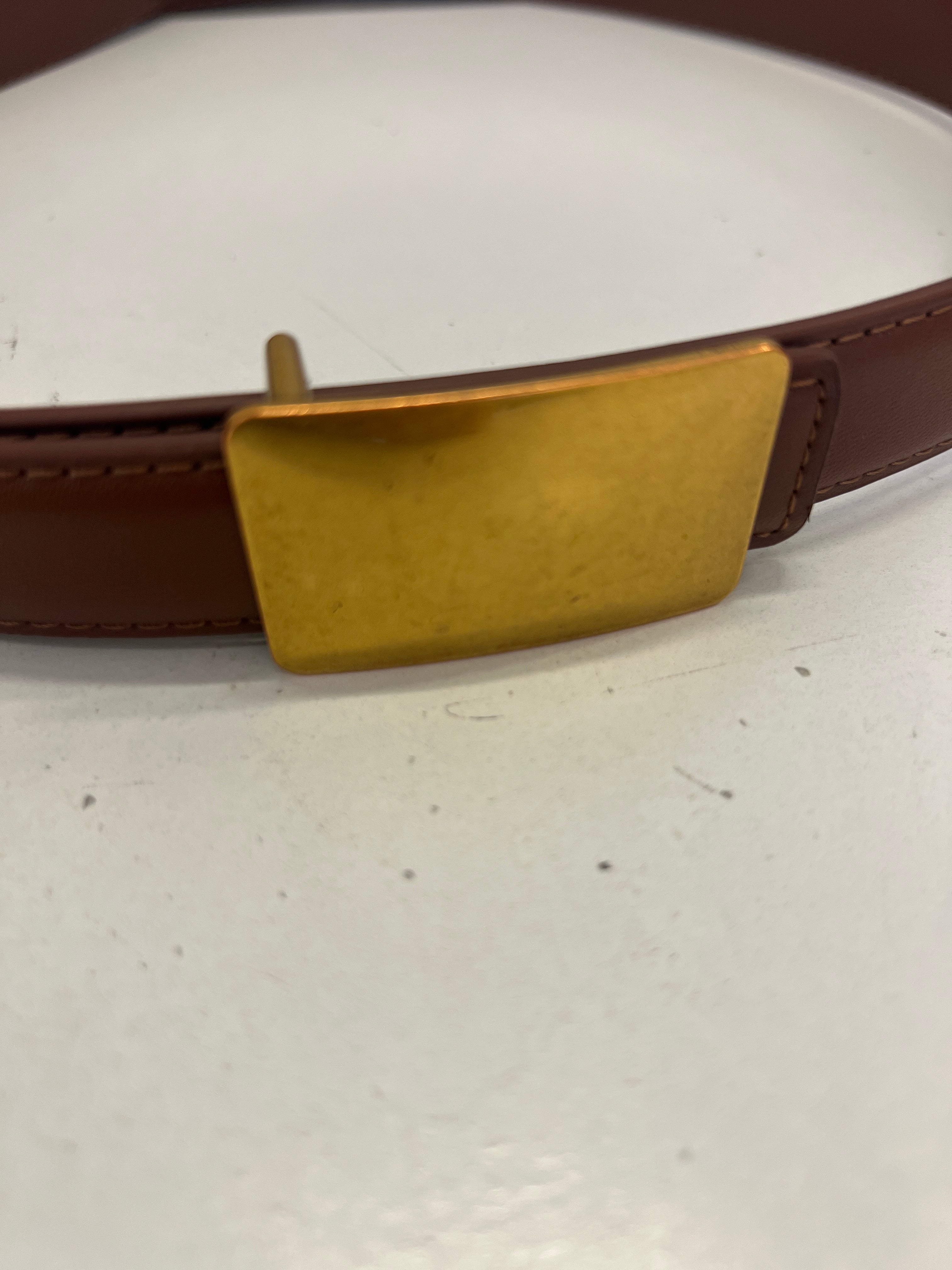 Via Brushed Rectangle Buckle Belt