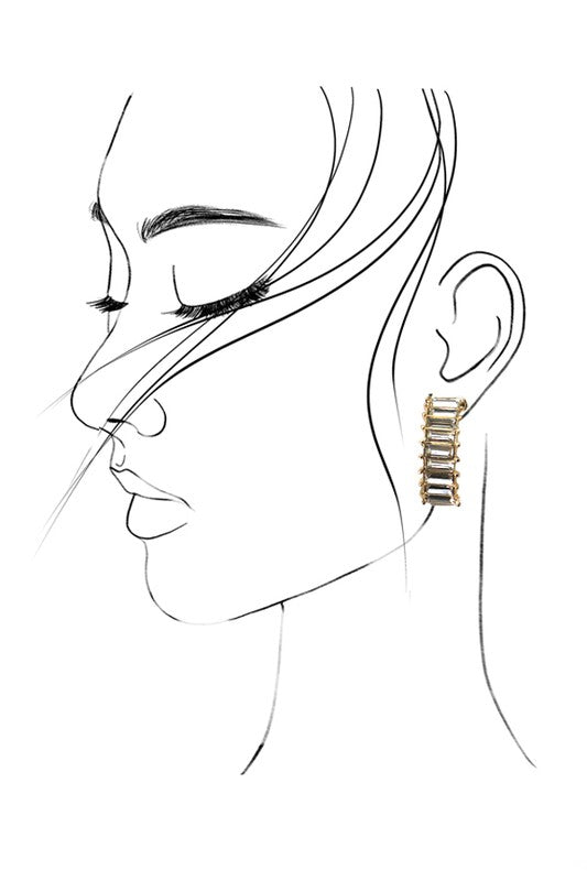 Salma Baguette Rhinestone Earrings
