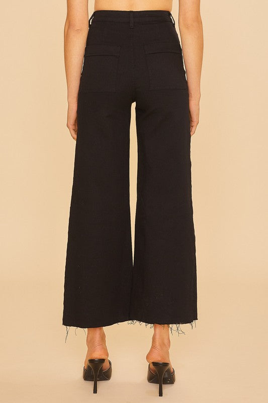 Jelly Wide Leg Black Denim Pants PREORDER