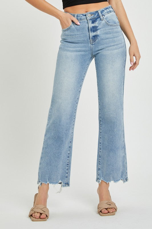 Jeanie Straight Frayed Hem Jeans