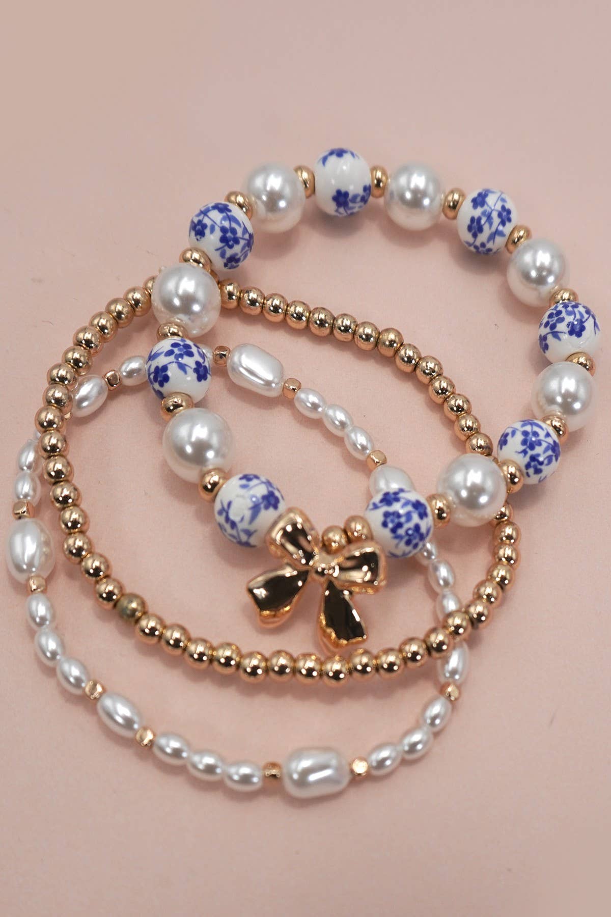 Connor Blue Ceramic Bow Bracelet Set
