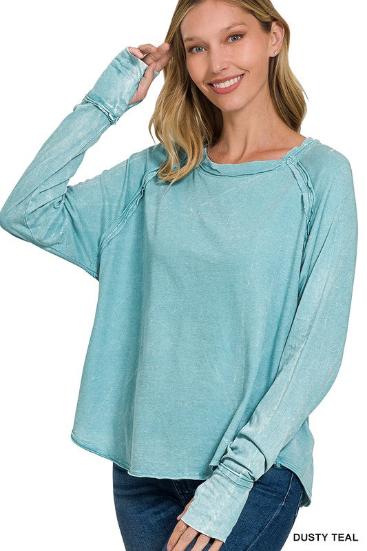 Maggie Washed Long Sleeve Top (3 Colors!)