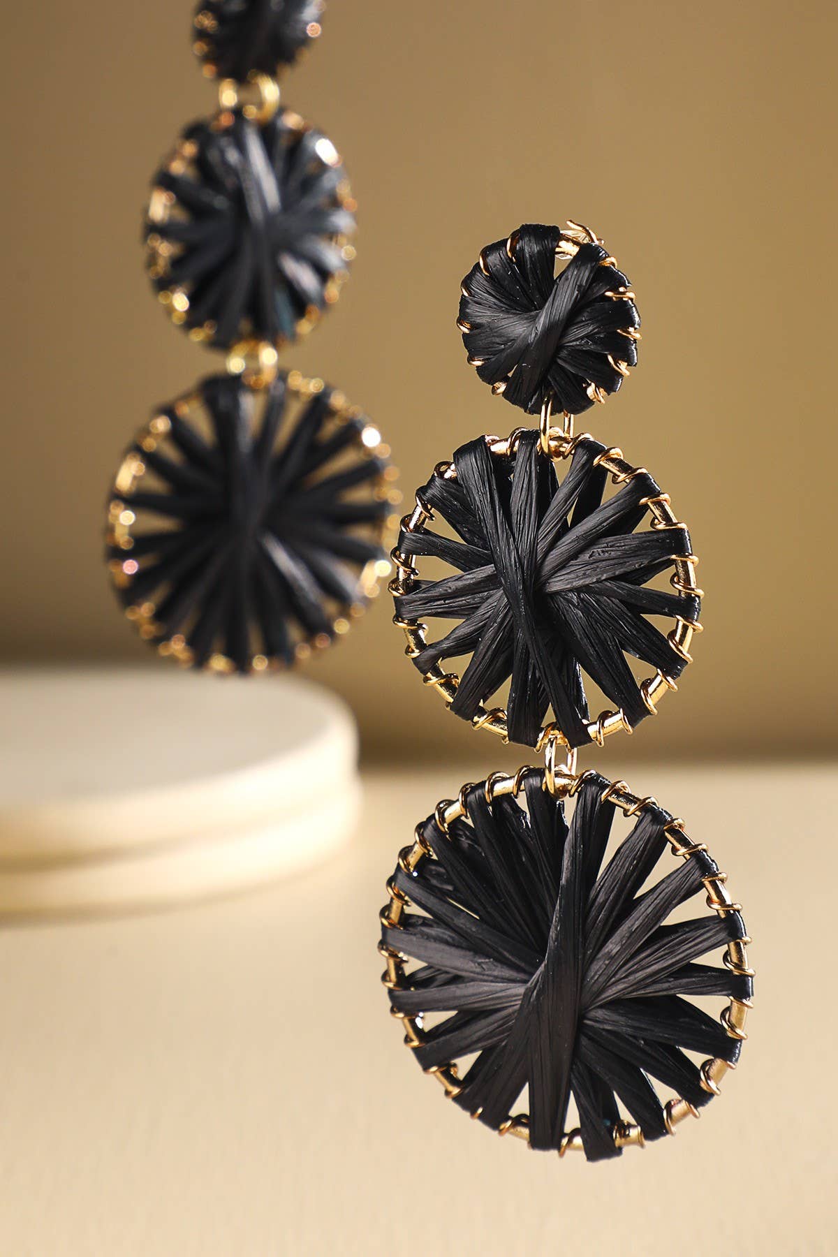 Simpson Layered Round Raffia Earrings (2 Colors!)