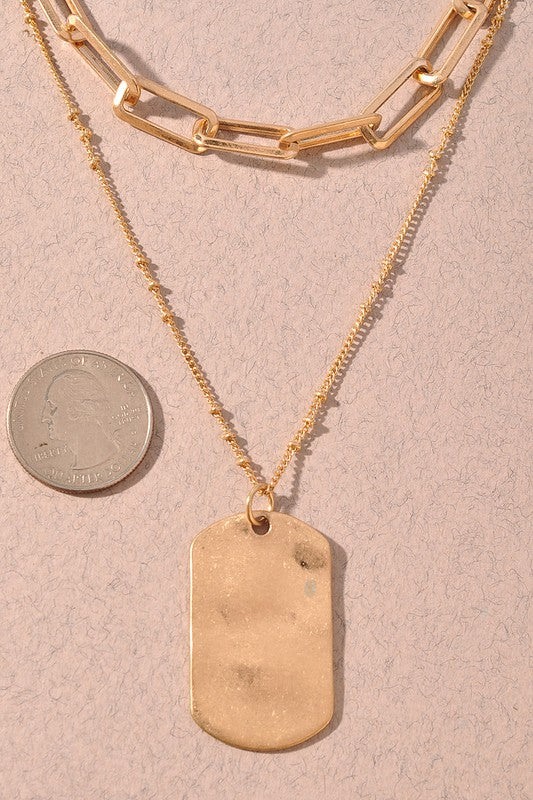 Gauge Layered Tag Necklace