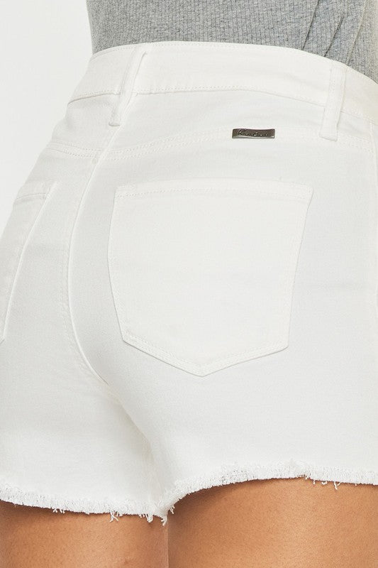 KANCAN Jersey High Rise White Jean Shorts