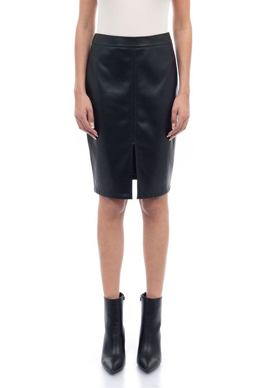 Trina Faux Leather Pencil Skirt