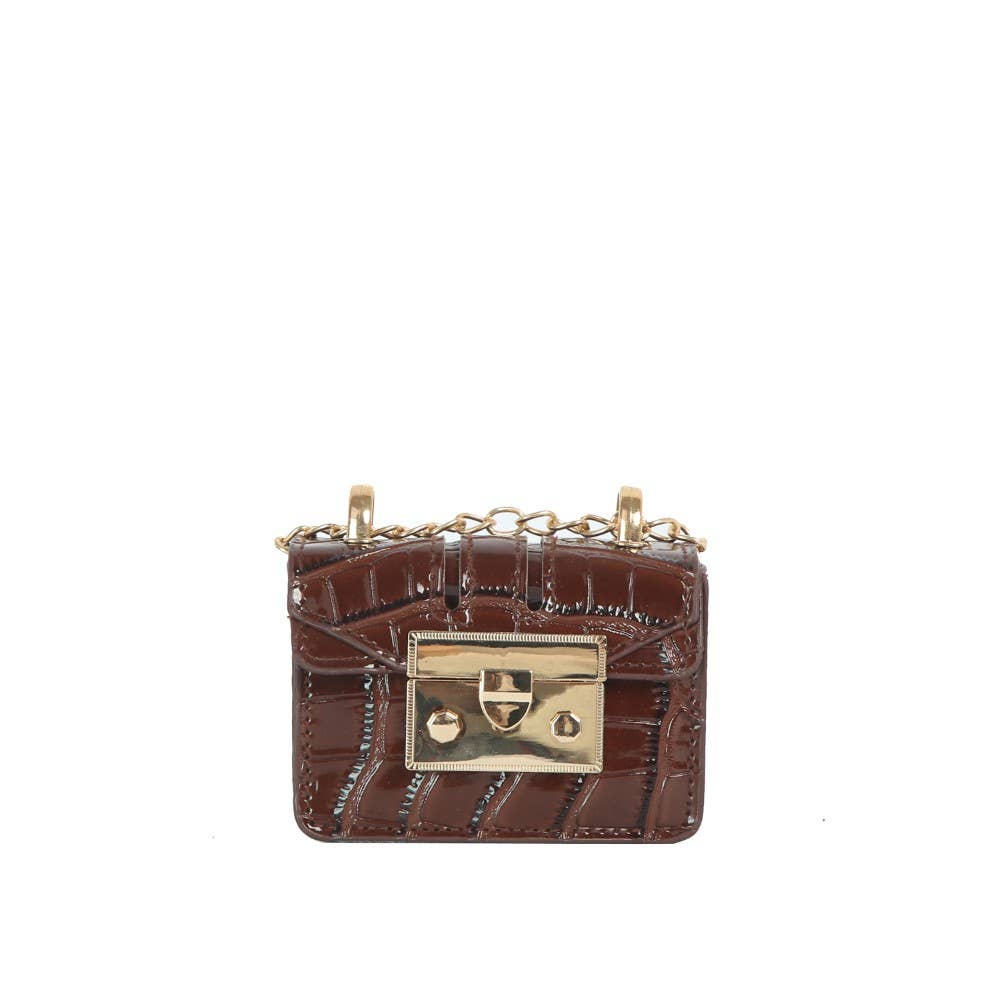 Axel Croc Embossed Micro Mini Flap Bag With Chain (2 Colors!)