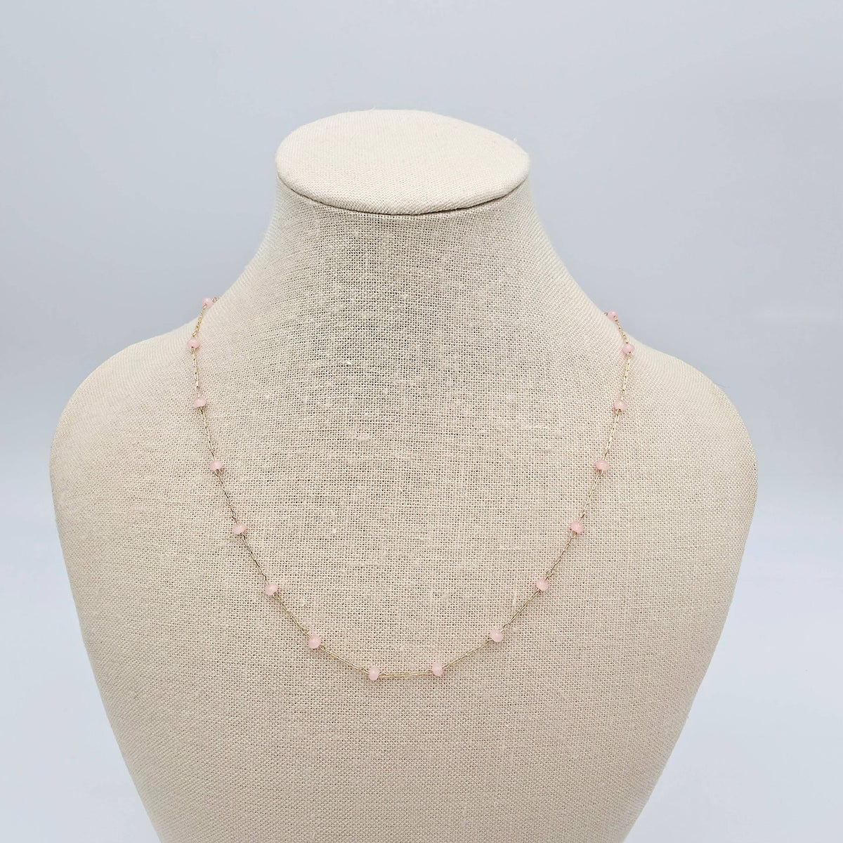 Della Pink Beaded Link Chain Necklace