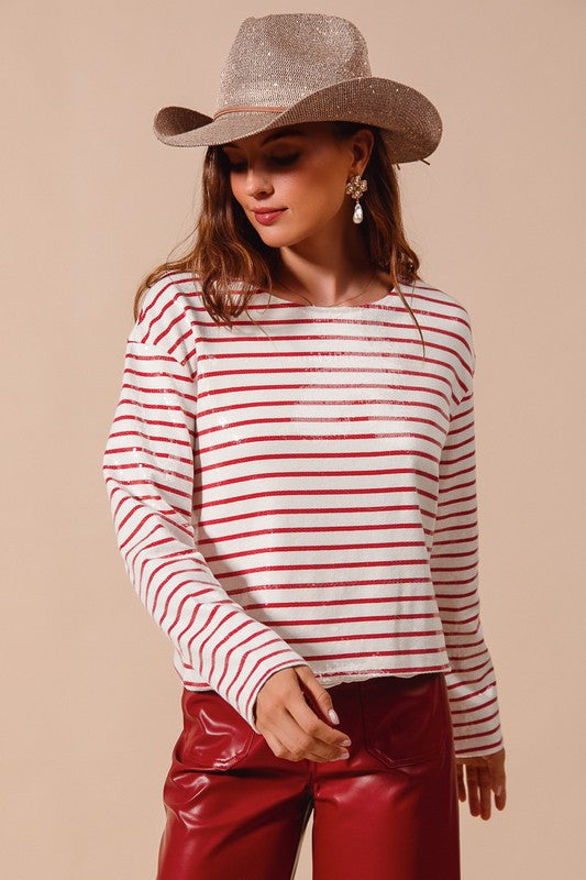 Haley Sequin Stripe Top FINAL SALE