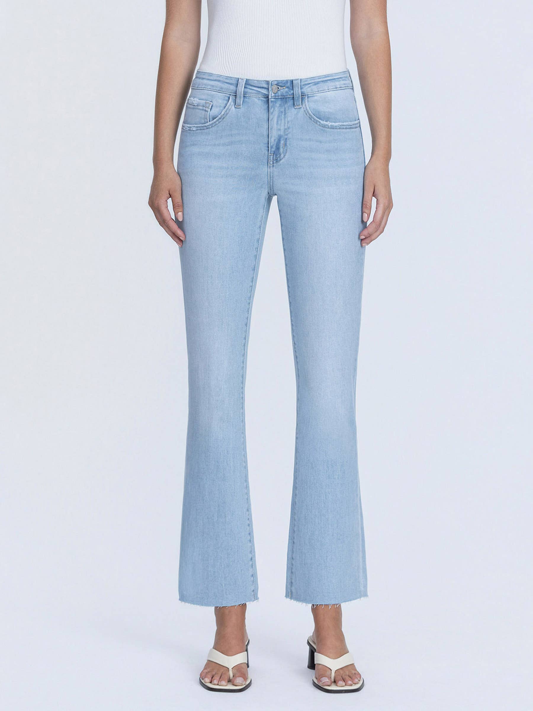 Vervet Mid Rise Light Wash Ankle Bootcut Jeans