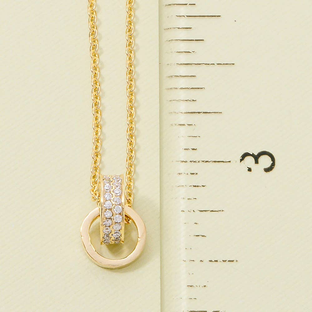Arbo Double Ring Link Pendant Necklace