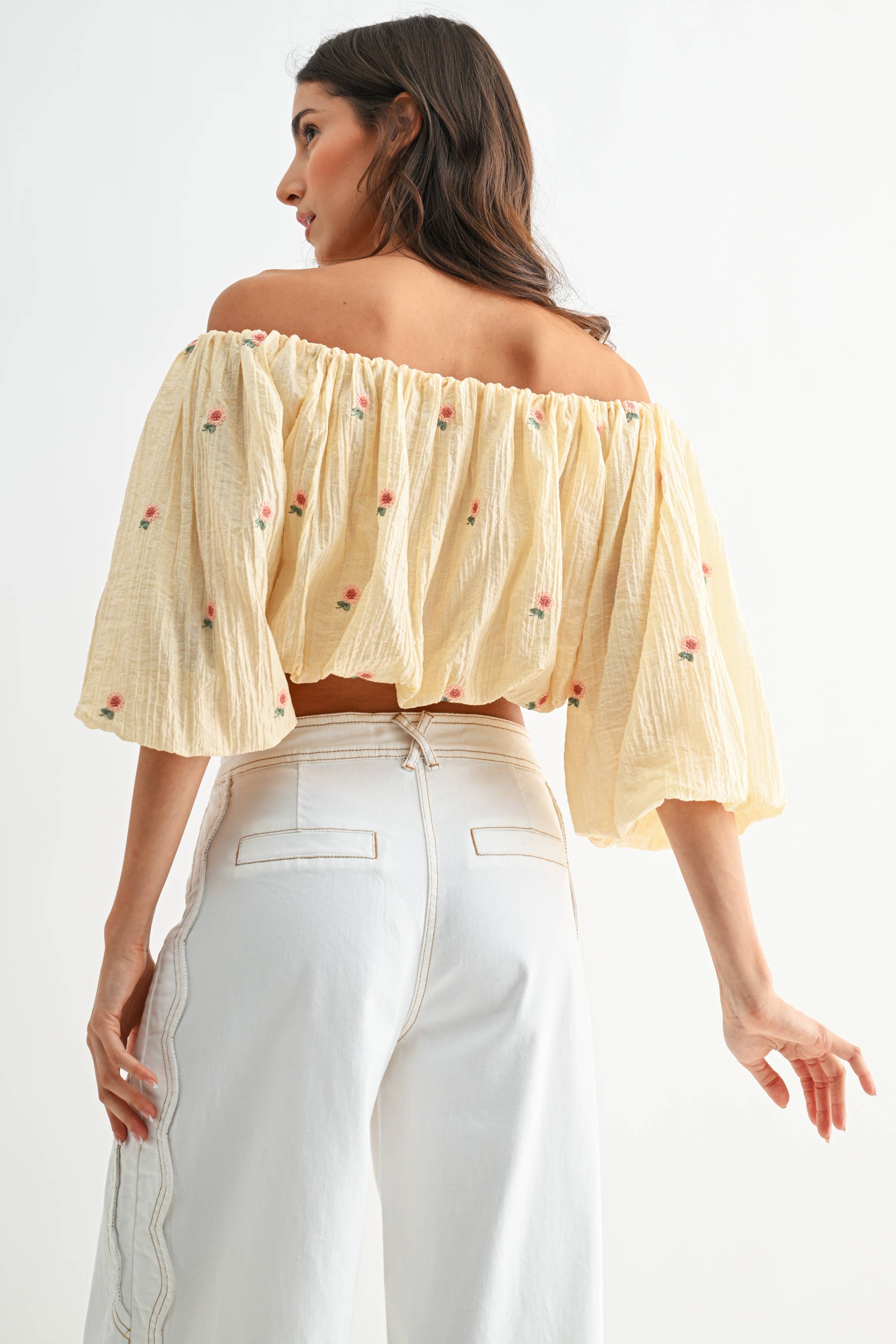 Viktor Off-Shoulder Floral Embroidered Blouse