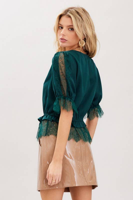 Fiat Satin Lace Trim Top