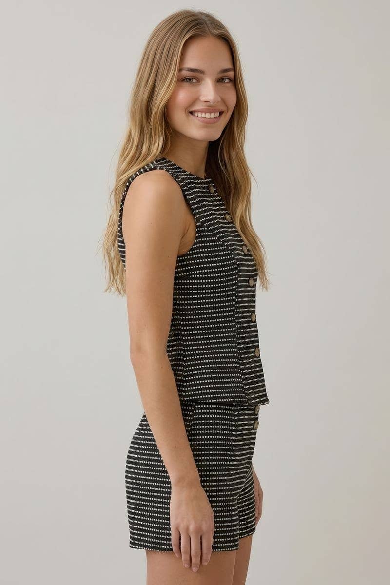 Bellamie Stripe Texture Vest Tank PREORDER