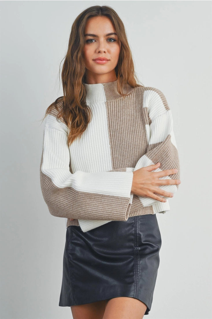 Bart Beige Colorblock Sweater