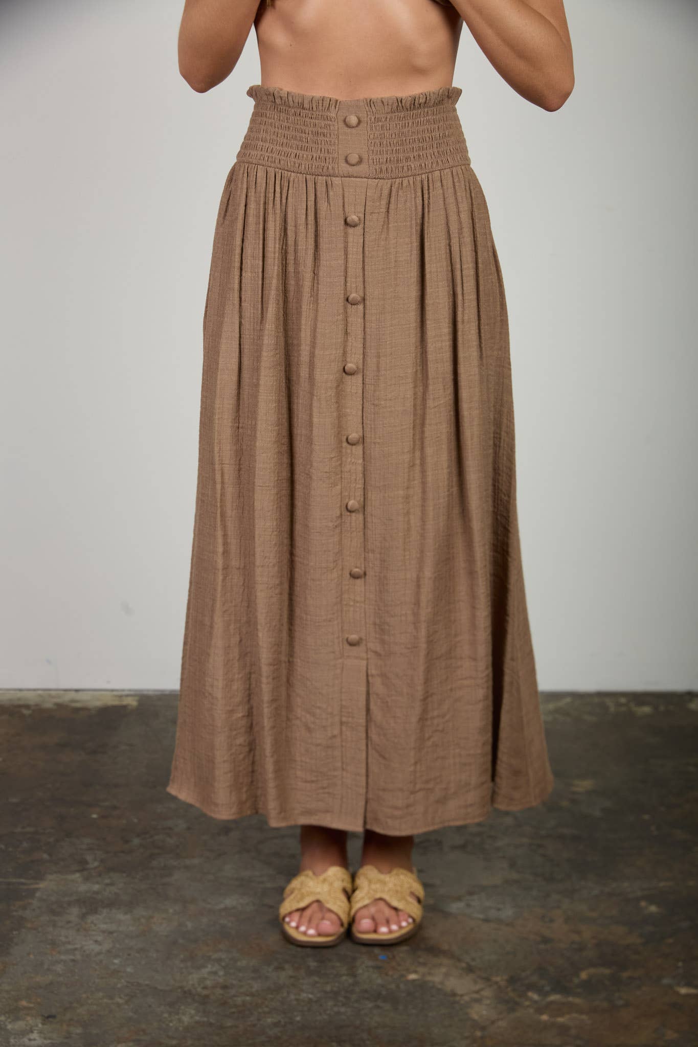 Starla Smocked Waist Midi Skirt