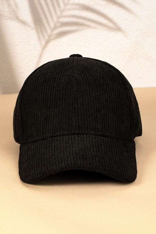 Refi Black Corduroy Baseball Hat