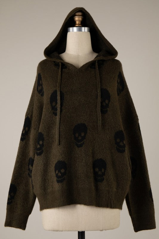 Skully Knit Sweater Hoodie