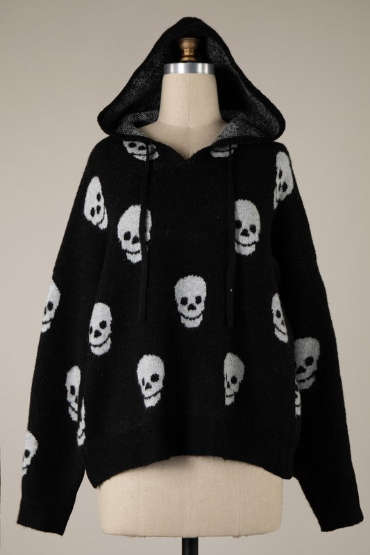 Skully Knit Sweater Hoodie