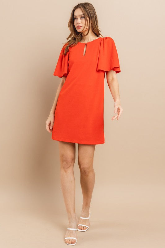 Faye Solid Tangerine Dress