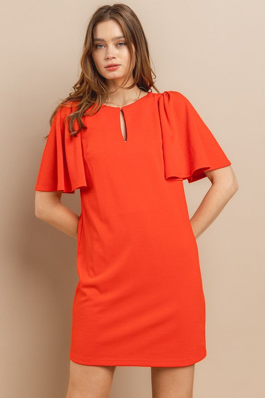 Faye Solid Tangerine Dress -Small Only!