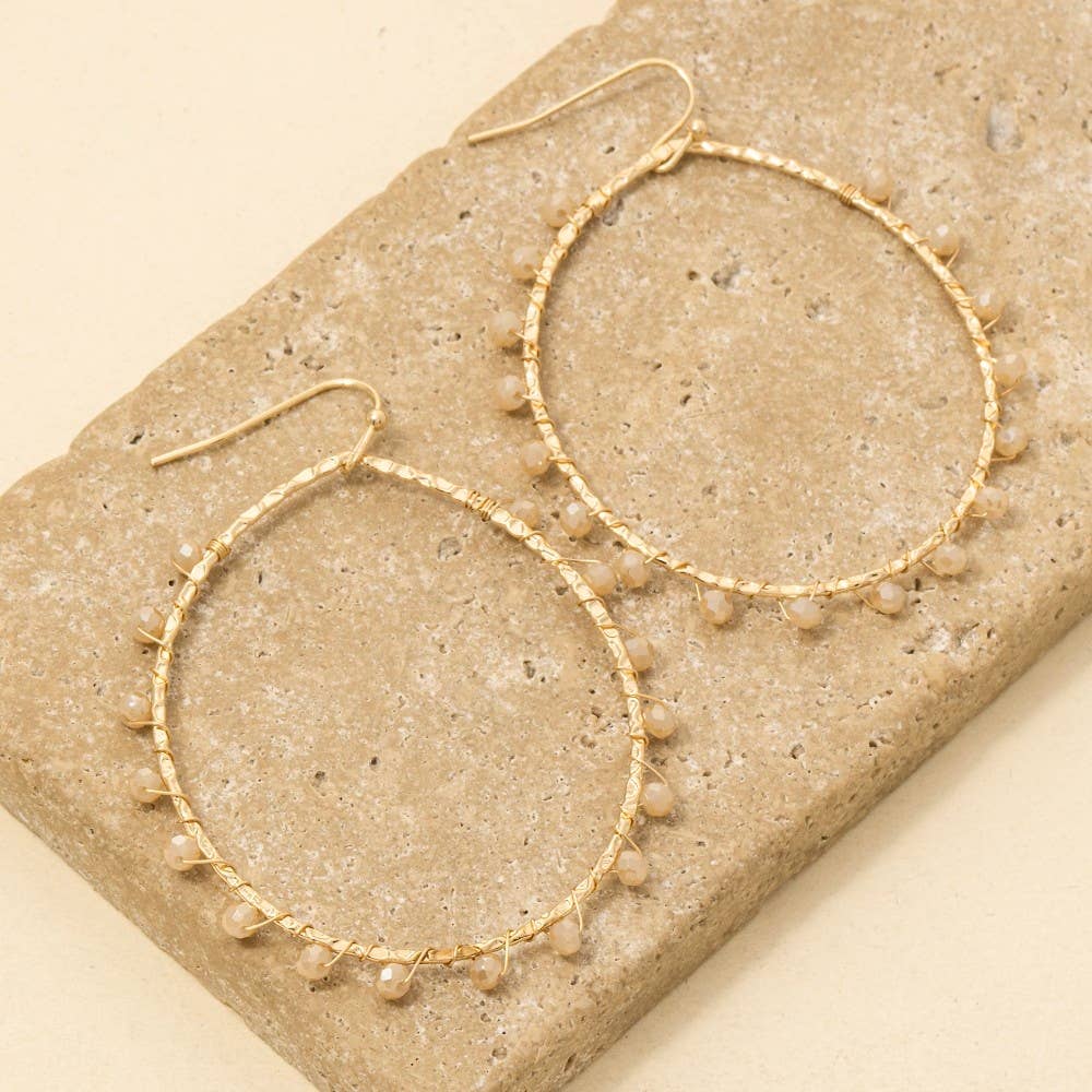 Arden Faceted Glass Beaded Oval Dangle Earrings